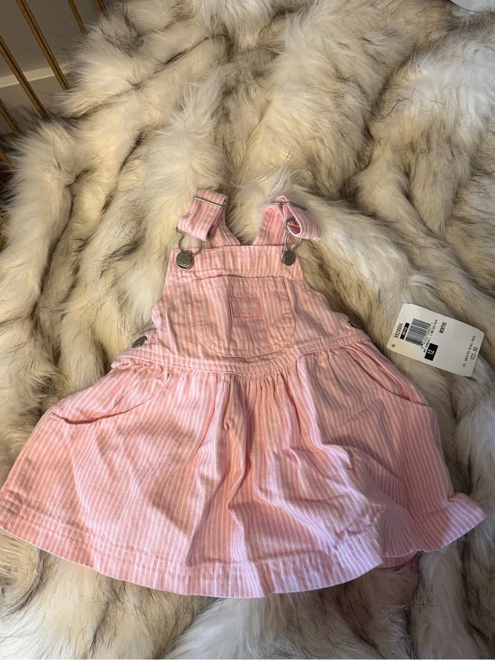 NWT Osh Kosh Pink Striped Overall Skirt for Girls - Brand: